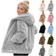 thumbnail image 1 of MASRIN Womens Winter Sweatshirt Jackets Drawstring Long Sleeve Sherpa Fleece Hooded Jacket Full Zip Comfy Warm Hoodie Coats with Pockets Black M, 1 of 10