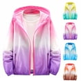 thumbnail image 1 of MASRIN Yellow Kids Rash Guard Lightweight Zip Up Hoodie Summer Sun Protection Long Sleeve Hiking Coats Cute Gradient UPF 50+ Jackets with Pockets, 1 of 8