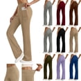thumbnail image 1 of MASRIN Yoga Pants Womens High Waist Bootcut Wide Leg Workout Leggings Solid Casual Tummy Control Leggings with Pocket Blue XXL, 1 of 8