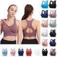 thumbnail image 1 of MASRIN Zip Front Closure Bras for Women No Underwire Post Surgery Bra Hollow Out Racerback Yoga Sports Bralettes Pink XXXL, 1 of 4