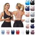 thumbnail image 1 of MASRIN Zipper Front Closure Sports Bras for Women Wirefree Post Surgery Mastectomy Bras Mesh Racerback Padded Running Yoga Bralettes Black S, 1 of 4