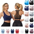 thumbnail image 1 of MASRIN Zipper Front Closure Sports Bras for Women Wirefree Post Surgery Mastectomy Bras Mesh Racerback Padded Running Yoga Bralettes Navy L, 1 of 3
