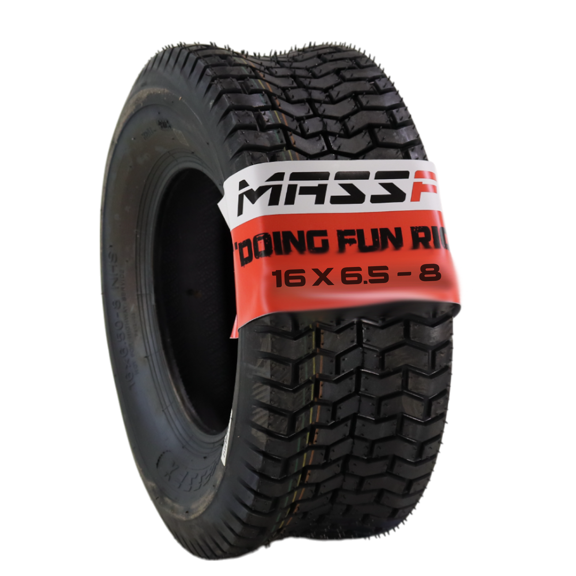 MASSFX 16x6.5-8 front or rear Turf Tire for outdoor power equipment and lawn mowers, 4-Ply with rectangular tread for excellent traction and easy cleaning, Non-highway use only, 16/6.5-8,16x6.5x8