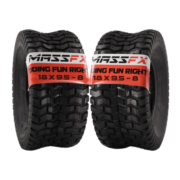 MASSFX 18x9.50-8 front or rear Turf Tire for outdoor power equipment and lawn mowers, 4-Ply with rectangular tread for excellent traction, Non-highway use only, 18/8.5-8,18x8.50x8 (2 Pack)
