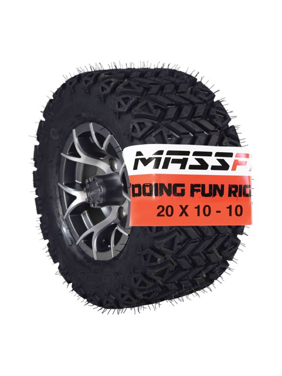 SL 20x1010 Front/Rear Golf Cart Tire, PIT VIPER Grey Wheel 10x7 4/101.6