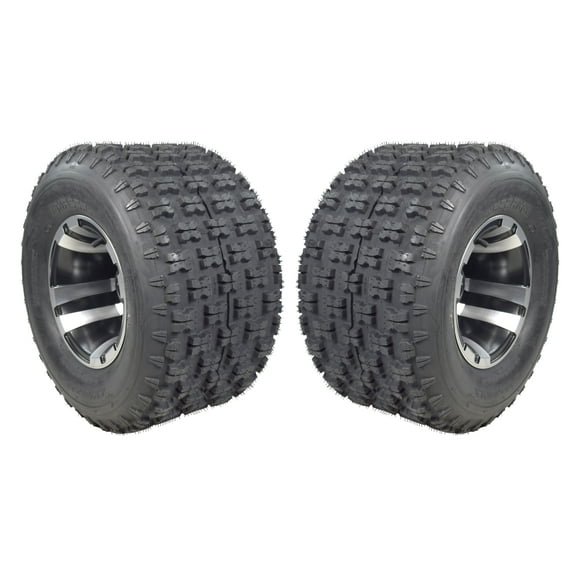 MASSFX 20x11-9 ATV Rear Tire & 9x8 4/110 Machined Wheel Kit fits Honda TRX, Kawasaki KFX, Suzuki Z250 & Arctic Cat DVX 20x11x9 (2 Pack)