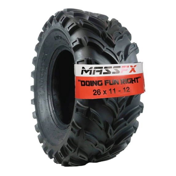 MASSFX 26x11-12 Rear Tire - Durable 6 Ply with 1/2" Direction Tread Design for ATV & UTV