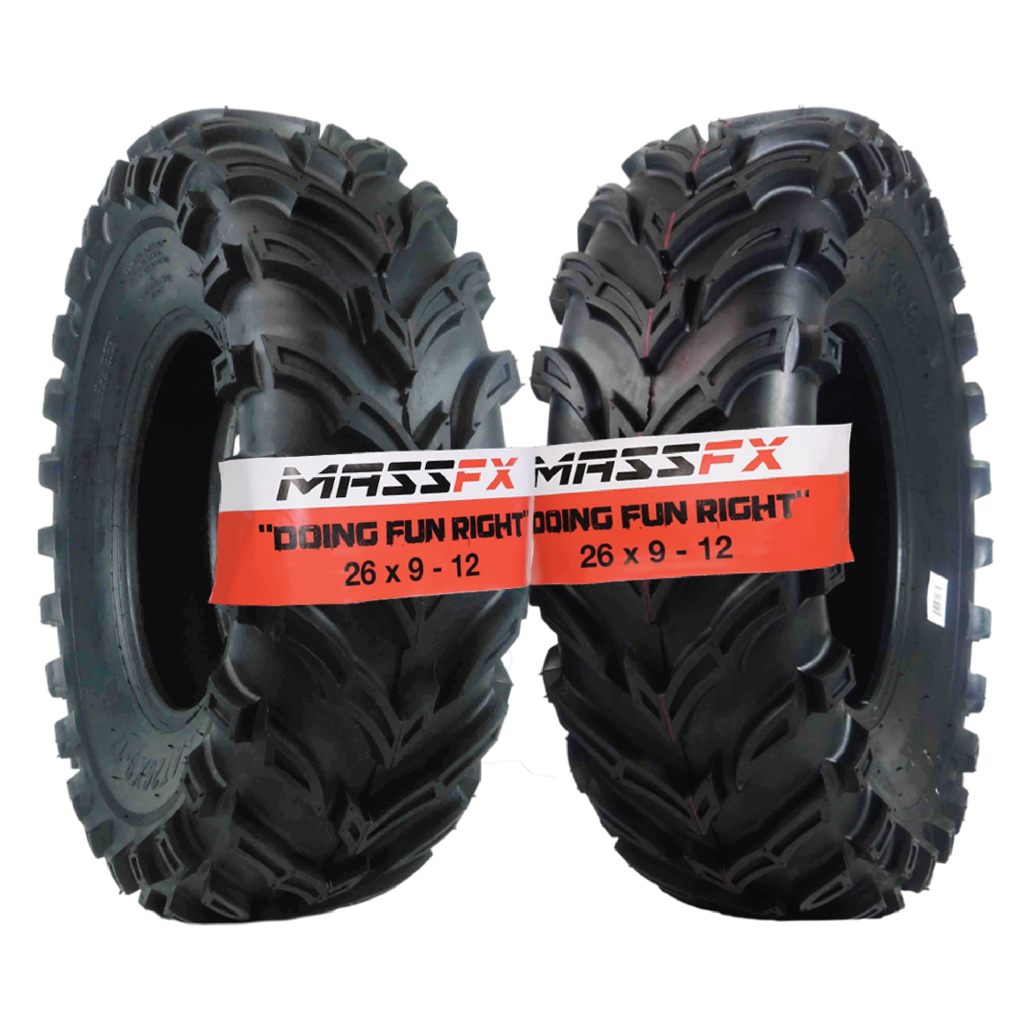 MASSFX 26x9-12 Front Tires for ATV, UTV, & SxS-6-Ply w/ 1/2" Tread Depth (2-pk)