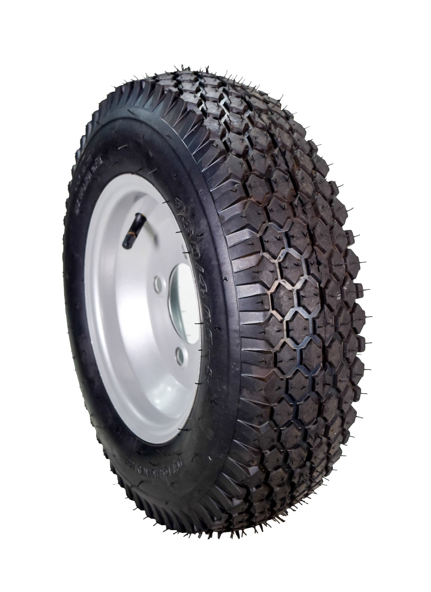 MASSFX 4.80/4.00-8 Pre-Mounted Wheel with 4 on 4" Bolt 4 Ply Tubeless Utility Trailer Tire 4.8x4-8