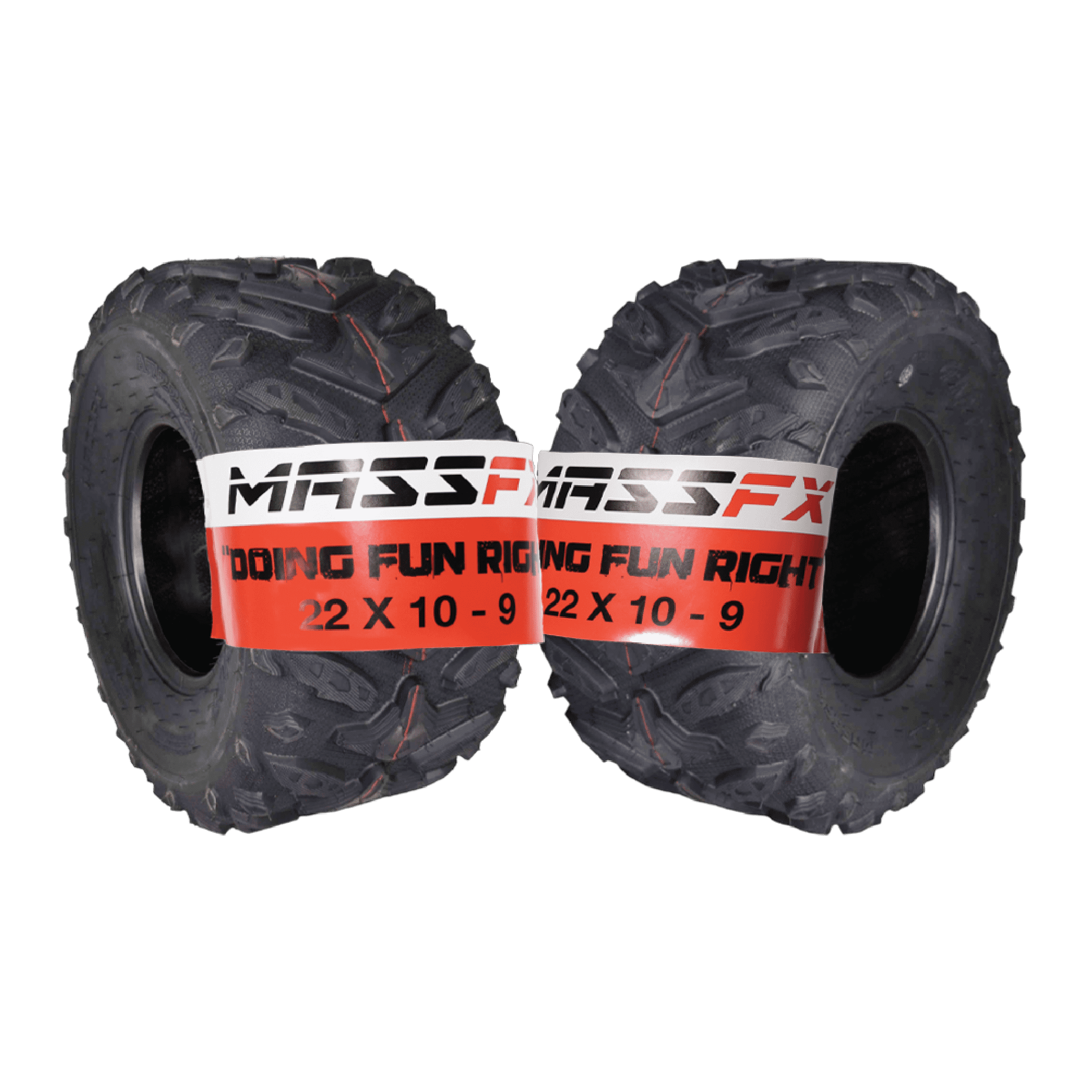MASSFX Grinder 22x10-9 Rear Tires (2) for All-Terrain (ATV), Utility-Task (UTV), and Side-by-Side (SxS) Vehicles on Soft/Hard Pack Ground - 6-Ply 22x10x9 (2-Pack)