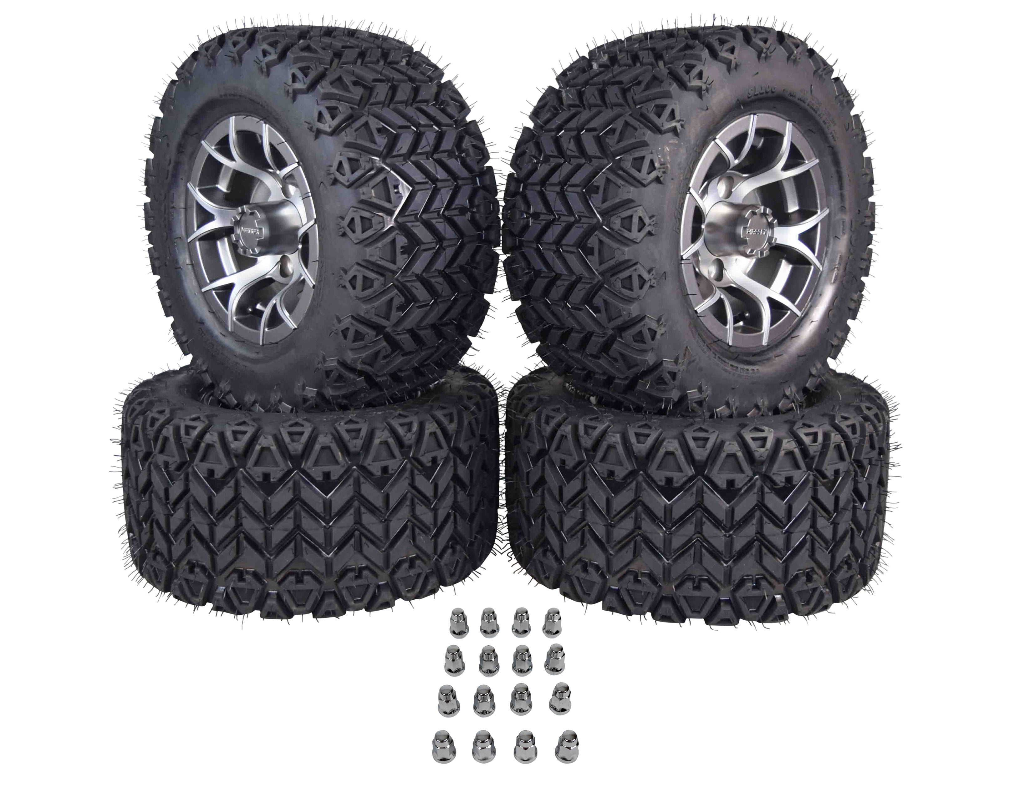 VEVOR Tires and Rims Go Kart 58 mm Bolt Pattern, Go Cart Wheels and Tires  10x 4.50 Front, 11x 6.0 Rear HUB- 3-hole Sets of 4 