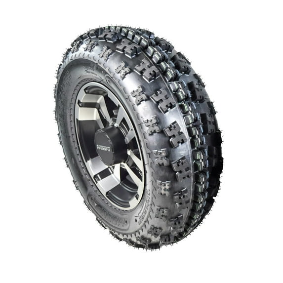 MASSFX MK 21x7-10 ATV Front Tire & 10x5 4/144 Machined Wheel Kit fits Honda TRX, Kawasaki KFX, Suzuki Z250 & Arctic Cat DVX 21x7x10 (Passenger Side)