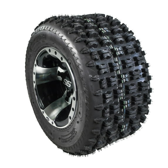 MASSFX MK 21x7-10 ATV Front Tire & 10x5 4/156 Machined Wheel Kit fits Kawasaki 300B, Yamaha YTM YFM 225 350 ER 21x7x10 (2 Pack)