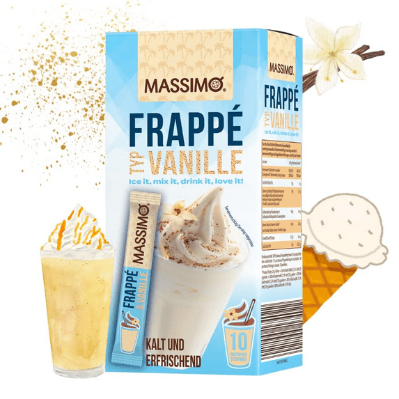 MASSIMO Instant Iced Coffee: VANILLA Made in Germany 1 box/ 10 sticks