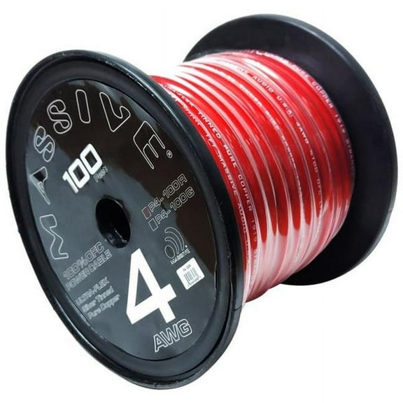MASSIVE AUDIO P4-100 R 4 AWG 100 FOOT 100% OXYGEN FREE COPPER SILVER TINNED WIRE