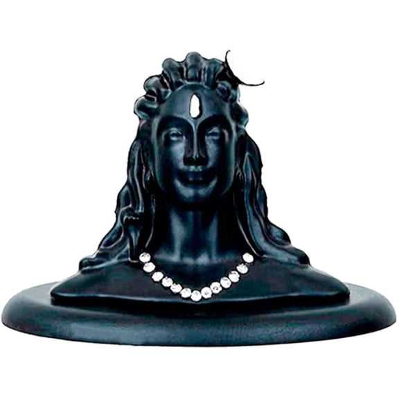 MASSIVE MART Adiyogi in Black Shiva Statue with Studded Necklace for Car Dash Board, Pooja & Gifts, Mahadev Murti, Idol, Lord Adiyogi Shankara for Home & Office Dcor