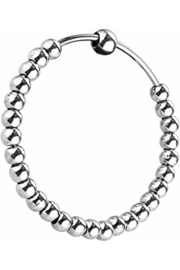 Sikh Religious Simran Beads Kada Silver Bracelet, Silver (2-6)