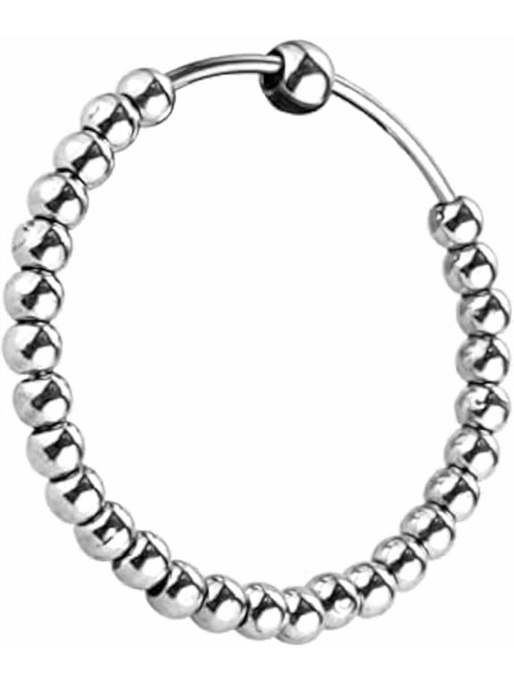 Sikh Religious Simran Beads Kada Silver Bracelet, Silver (2-6)
