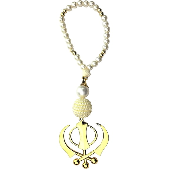 MASSIVE MART Stainless Steel Khanda (Single Golden) For Religious Decoration | Car Dashboard OR Table Top Accessory | Fine Punjabi Art And DCOR