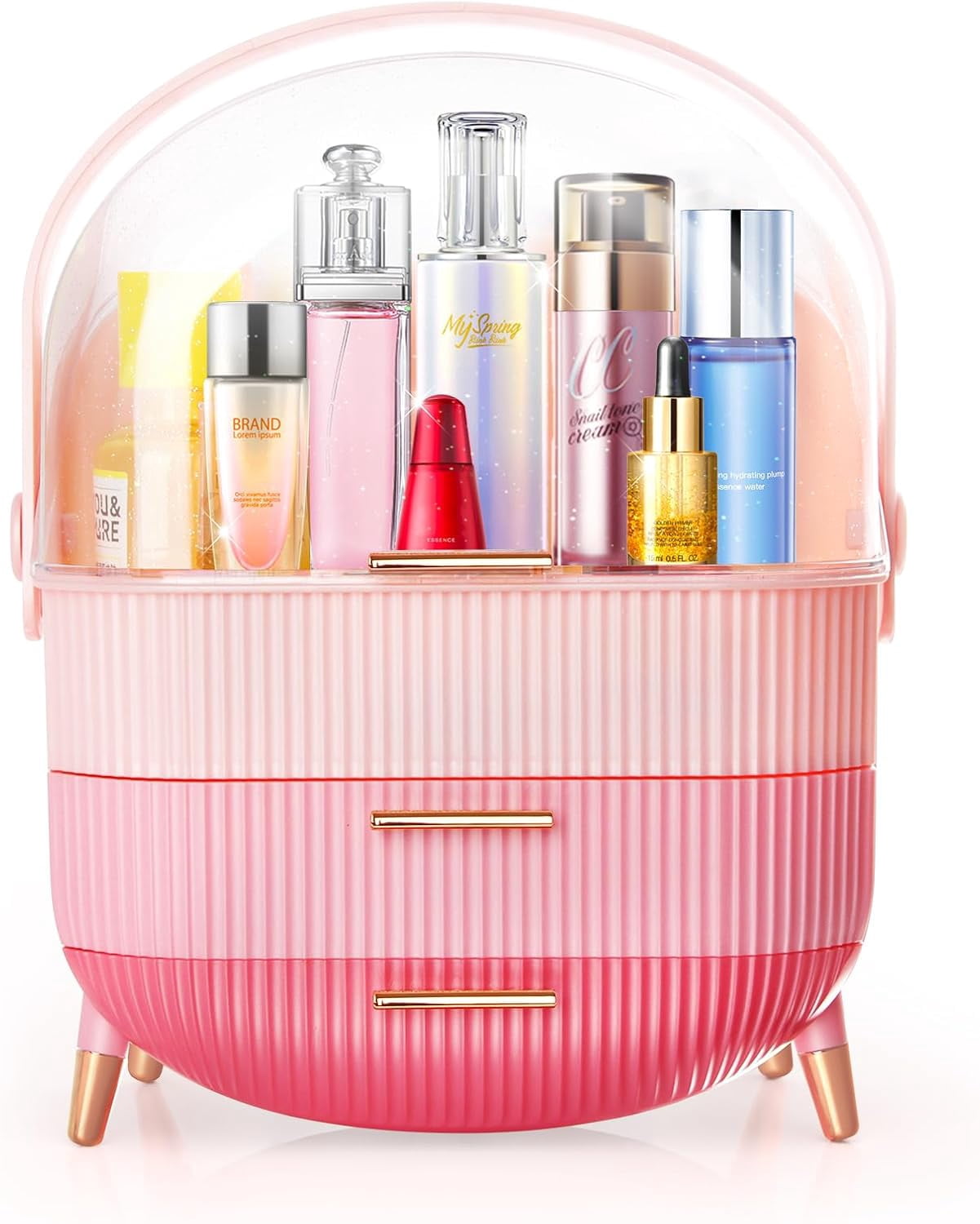 Rectangle Makeup Box MASSY Egg Shape(Oval) Makeup Storage Box, Countertop Portable Vanity ...