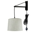 thumbnail image 1 of MAST Plug-In Wall Mount Pendant, 1 Light Black Cord/Arm, Textured Oatmeal Shade 12x14x10, 1 of 7