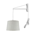 thumbnail image 1 of MAST Plug-In Wall Mount Pendant, 1 Light White Cord/Arm, Textured Shallow Drum Shade 10x12x08, 1 of 7
