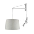 thumbnail image 1 of MAST Plug-In Wall Mount Pendant, 2 Light White Cord/Arm with Diffuser, Textured Oatmeal Shade 14x16x10, 1 of 7