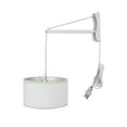 thumbnail image 1 of MAST Plug-In Wall Mount Pendant, 2 Light White Cord/Arm with Diffuser, White Linen Shade 18x18x10, 1 of 7