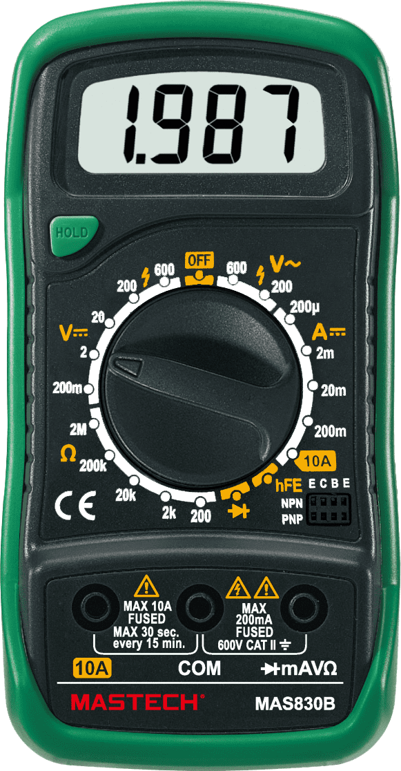 MASTECH MAS830B Digital Multimeter Display 2000 counts;Continuity Buzzer Less than 70 ±30ΩLow Battery Display(MAS830B)