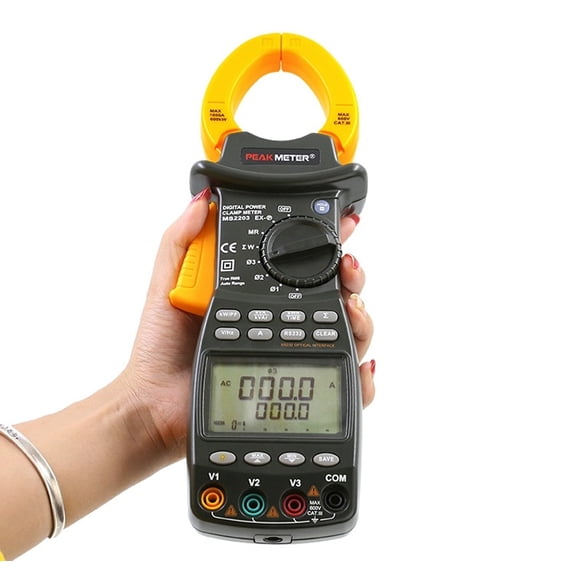 MASTECH MS2203 Power meter Wattmeter 3-Phase professional High Sensitivity Clamp Meter Power Factor Correction USB True-RMS 4 Wire Tester(MS2203)