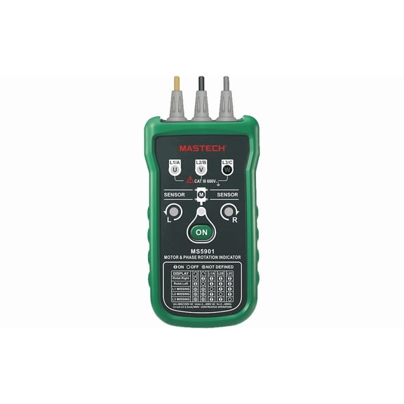 MASTECH MS5901 Circuit Analyzers LED Field Indicator Phase Rotation Tester 3 Motor Meter Sequence Tester Non-contact Rotary Field Indicator(MS5901)