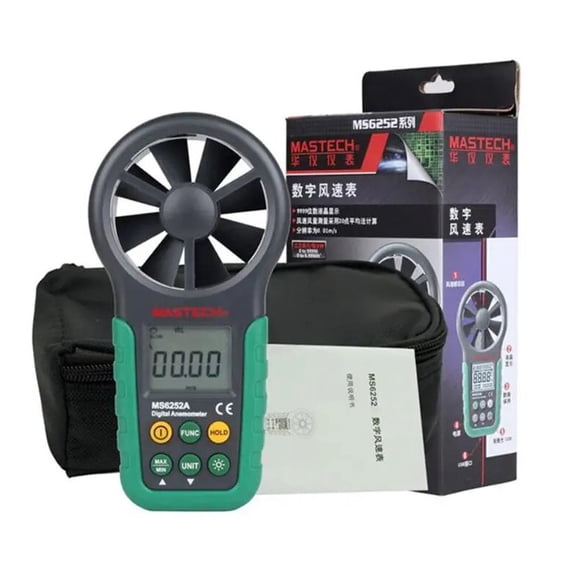 MASTECH MS6252A Digital Anemometer Wind Speed Meter Air Volume Ambient Temperature Humidity Tester with USB Interface Wireless Interface(MS6252A)