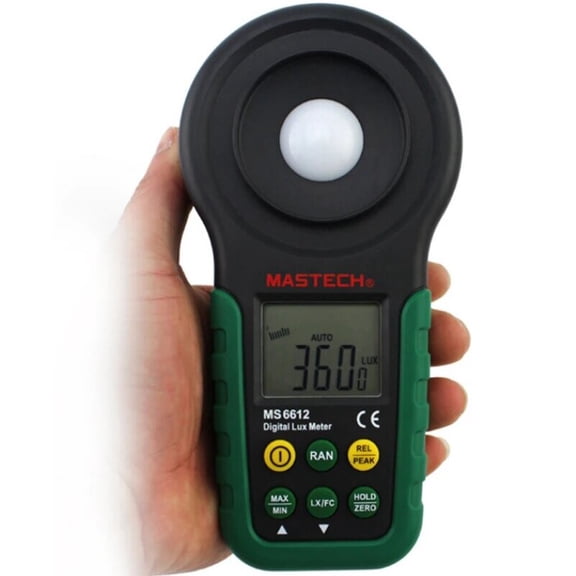 MASTECH MS6612 Digital Luxmeter 200,000 Multifunction Illuminometer Lux Light Meter Test Spectra Auto Range Peak High Accuracy(MS6612)