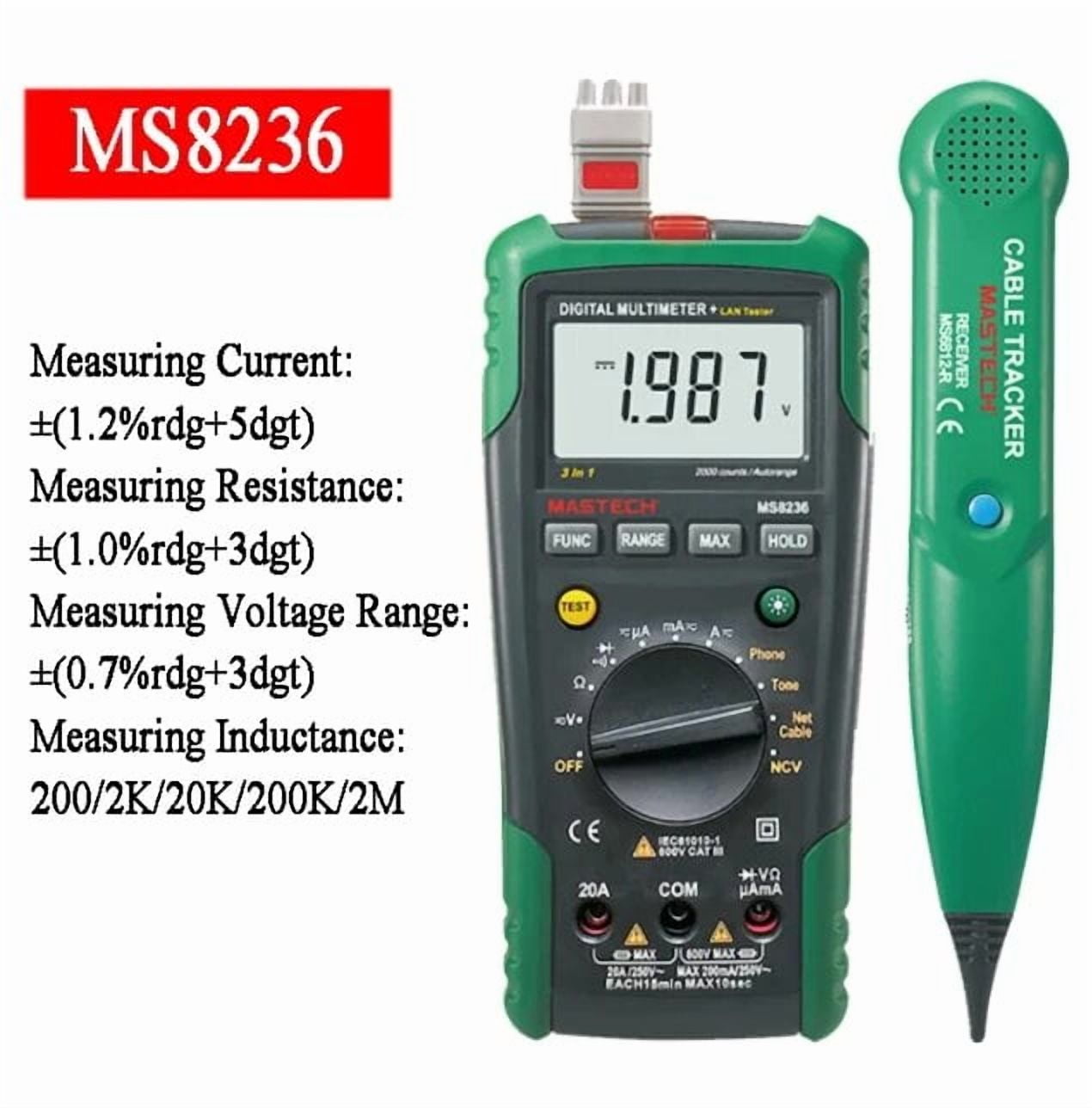 MASTECH MS8236 2 IN 1 Digital Multimeter Network Cable Track Tester Tone Telephone Line Check Digital Network Line Tester Non-contact