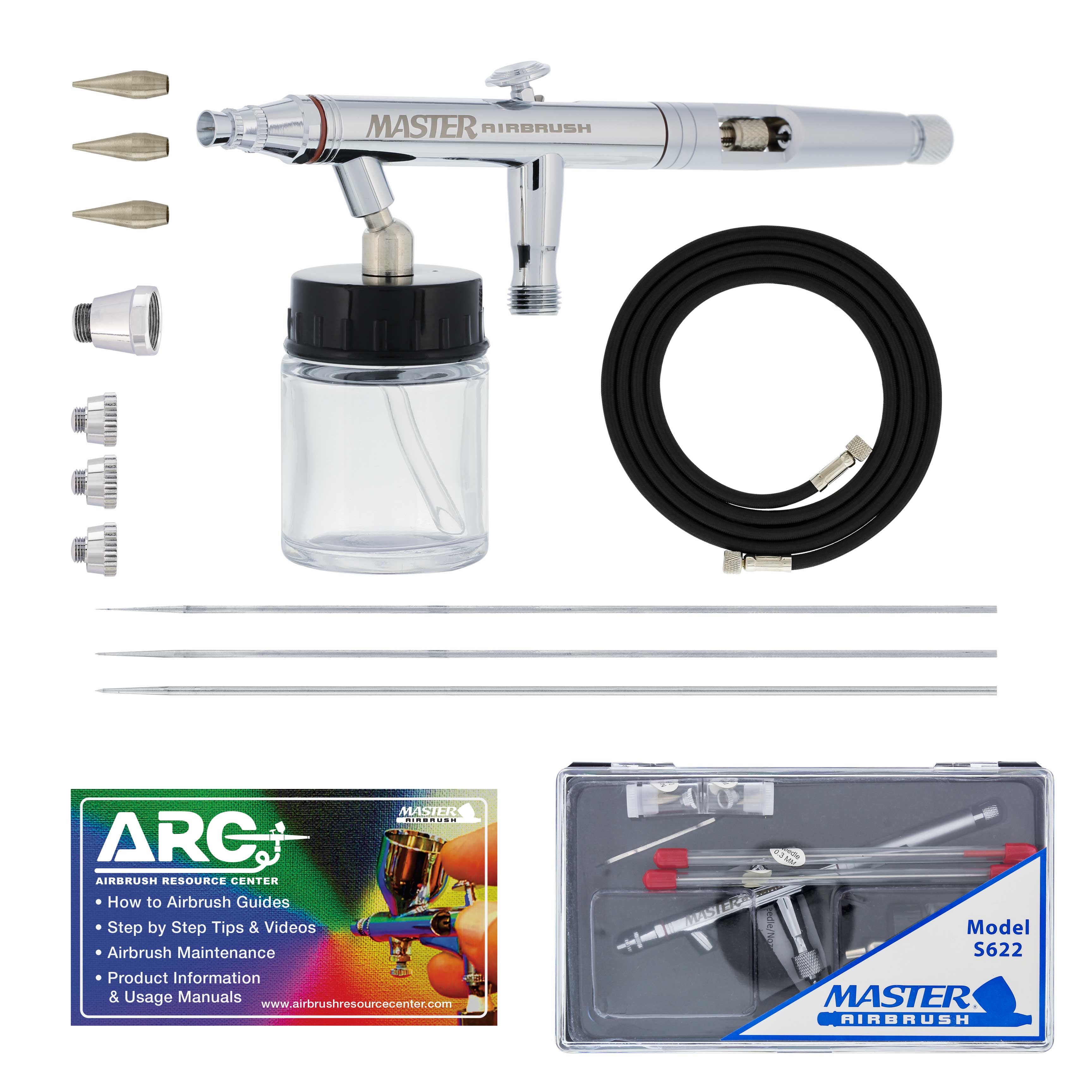 Dual Fan Air Compressor System Dual-Action Siphon Feed Airbrush