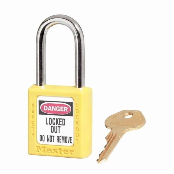 MASTER LOCK 410KAS12YLW Lockout Padlock,KA,Yellow,1-3/4"H,PK12