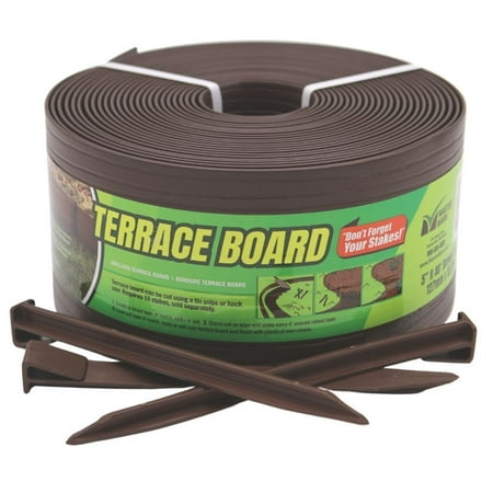 MASTER MARK Terrace Board, Landscape Garden Border Edging Plastic (Brown) 5 in. x 40 ft. with 10 Stakes 95341