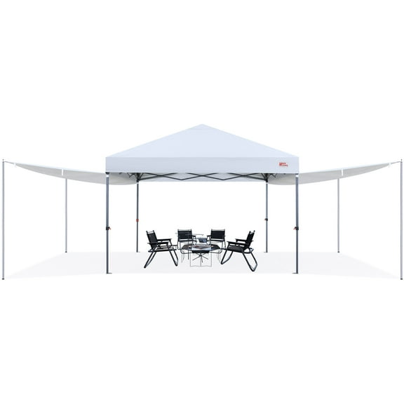 MASTERCANOPY 10 ft x 10 ft White Pop-up Outdoor Canopy, 2 Removable Side Shades, UV Resistant