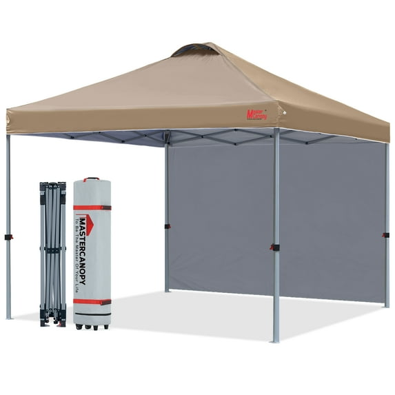 MASTERCANOPY 10 x 10ft Pop-up Canopy Tent with 1 Sidewall, Khaki