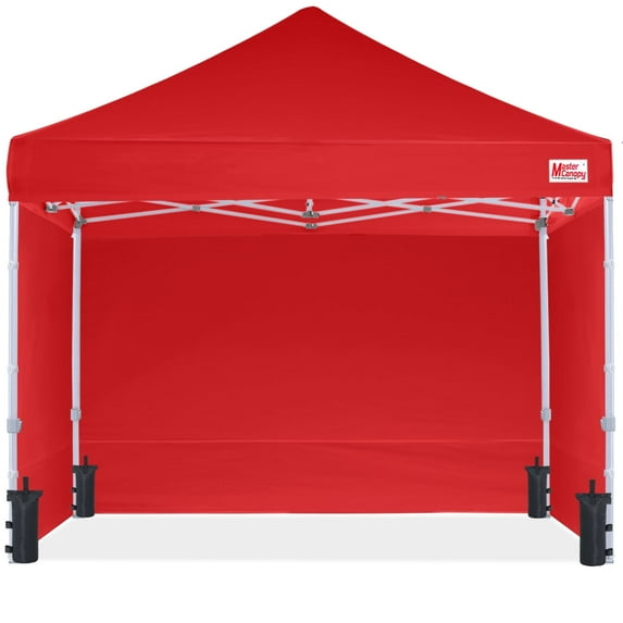 MASTERCANOPY 10' x 10' Pop-up Canopy Tent Commercial Instant Shelter with 4 Sidewalls, Red