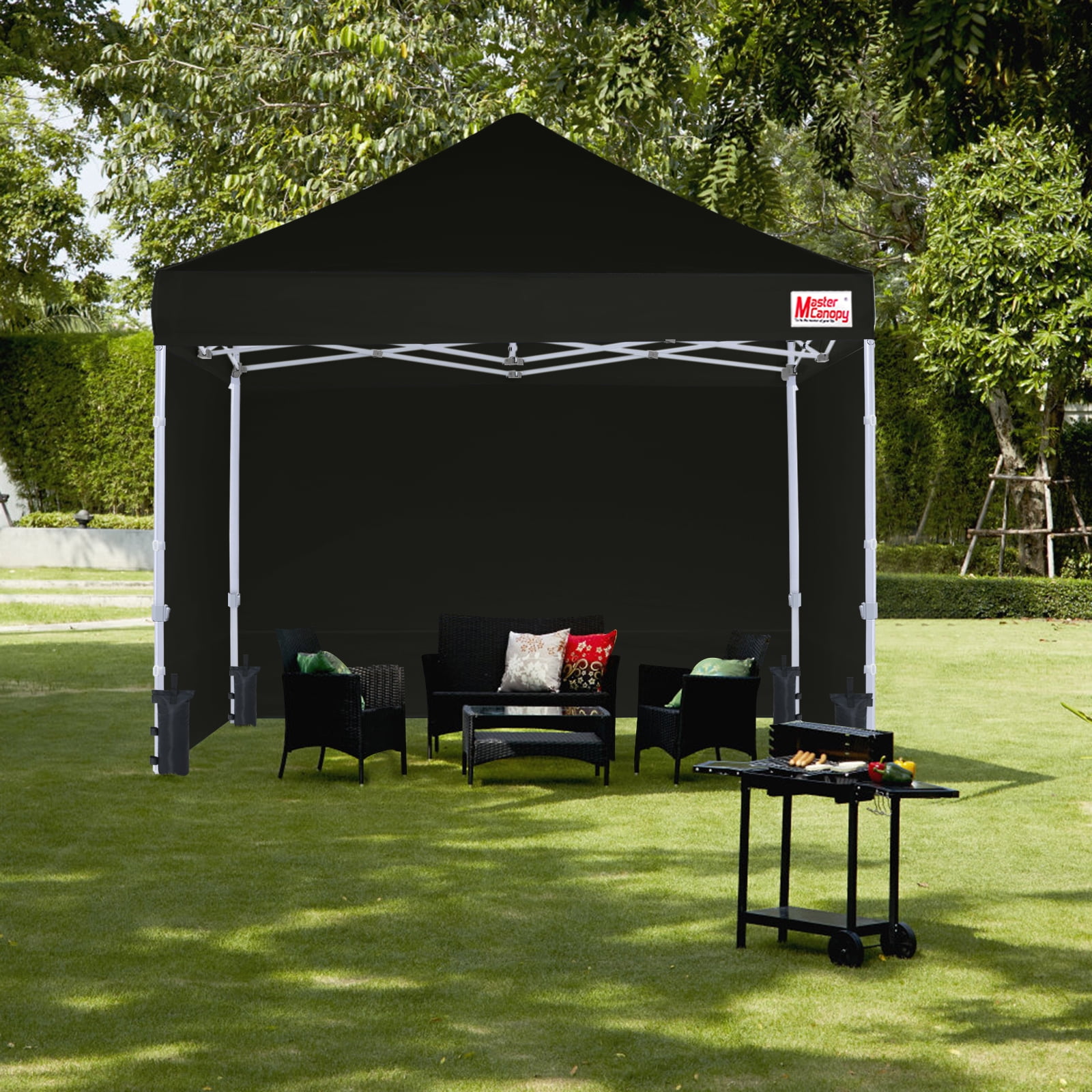 MASTERCANOPY 10' x 10' Pop-up Canopy Tent Commercial Instant Shelter with 4 Sidewalls, Black