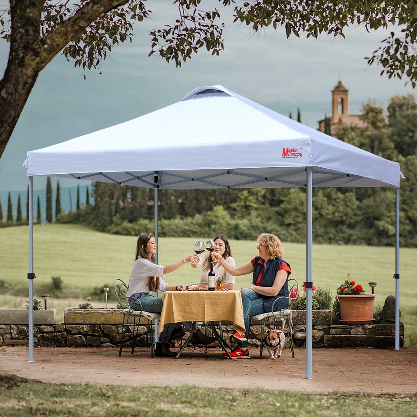 MASTERCANOPY 10' x 10' Easy Pop-up Canopy Tent with Vent Outdoor Shade Shelter, White