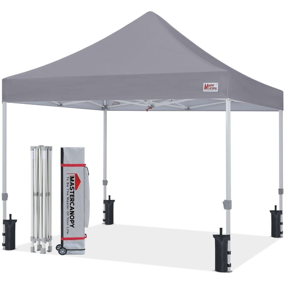 MASTERCANOPY 10' x 10' Heavy-Duty Commercial Pop-up Canopy Tent, Gray