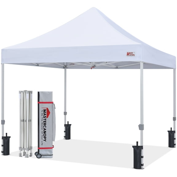 MASTERCANOPY 10' x 10' Heavy-Duty Commercial Pop-up Canopy Tent, White