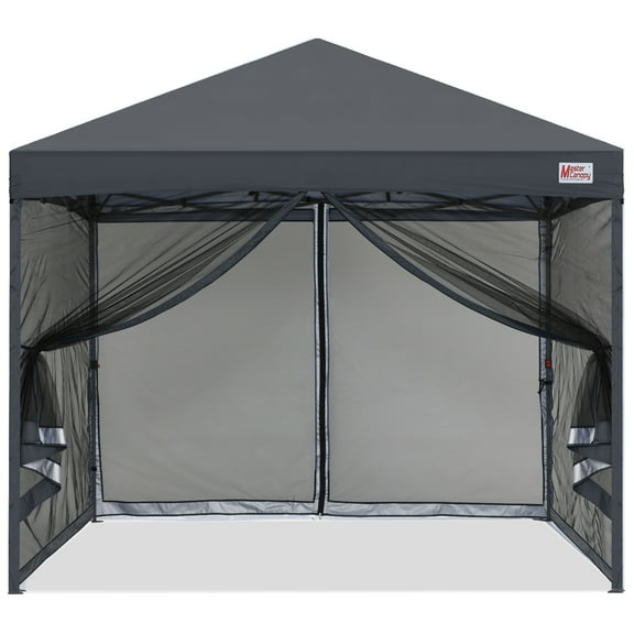 MASTERCANOPY 10 x 10ft Pop-up Canopy Tent with Mesh Walls, Dark Gray