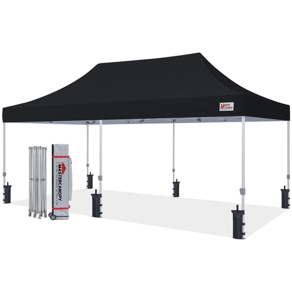 MASTERCANOPY 10' x 20' Heavy-Duty Commercial Pop-up Canopy Tent, Black