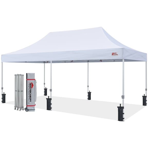 MASTERCANOPY 10 x 20ft Heavy-Duty Commercial Pop-up Canopy Tent, White