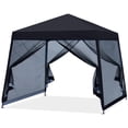 thumbnail image 1 of MASTERCANOPY 11' x 11' Pop Up Slent Leg Canopy with Screen Netting, Black, 1 of 6
