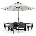 thumbnail image 1 of MASTERCANOPY 11ft Solar Patio Umbrella with LED Lights Tilt and Crank, Light Gray, 1 of 8