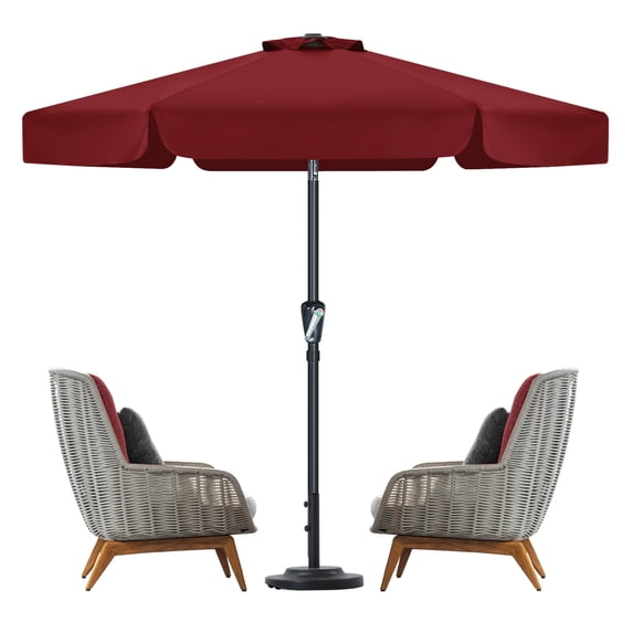 MASTERCANOPY 7.5ft Patio Market Umbrella with Valance, Tilt and Crank, Burgundy
